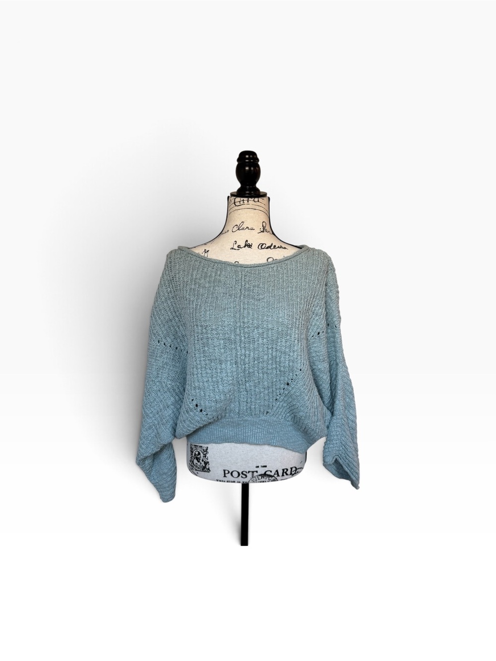 Anthropologie Women’s L Cotton Blend Blue Knit Boho Cottagecore Knit Sweater